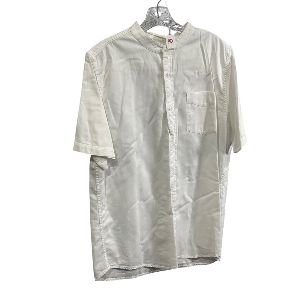 Primark Mens White Button-Up Shirt XL 100% Cotton Short Sleeve Casual Wear 16q